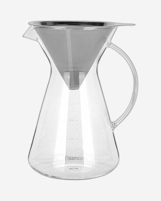 Fissman Coffee Pot  900ml With Stainless Steel Filter (Borosilicate Glass)