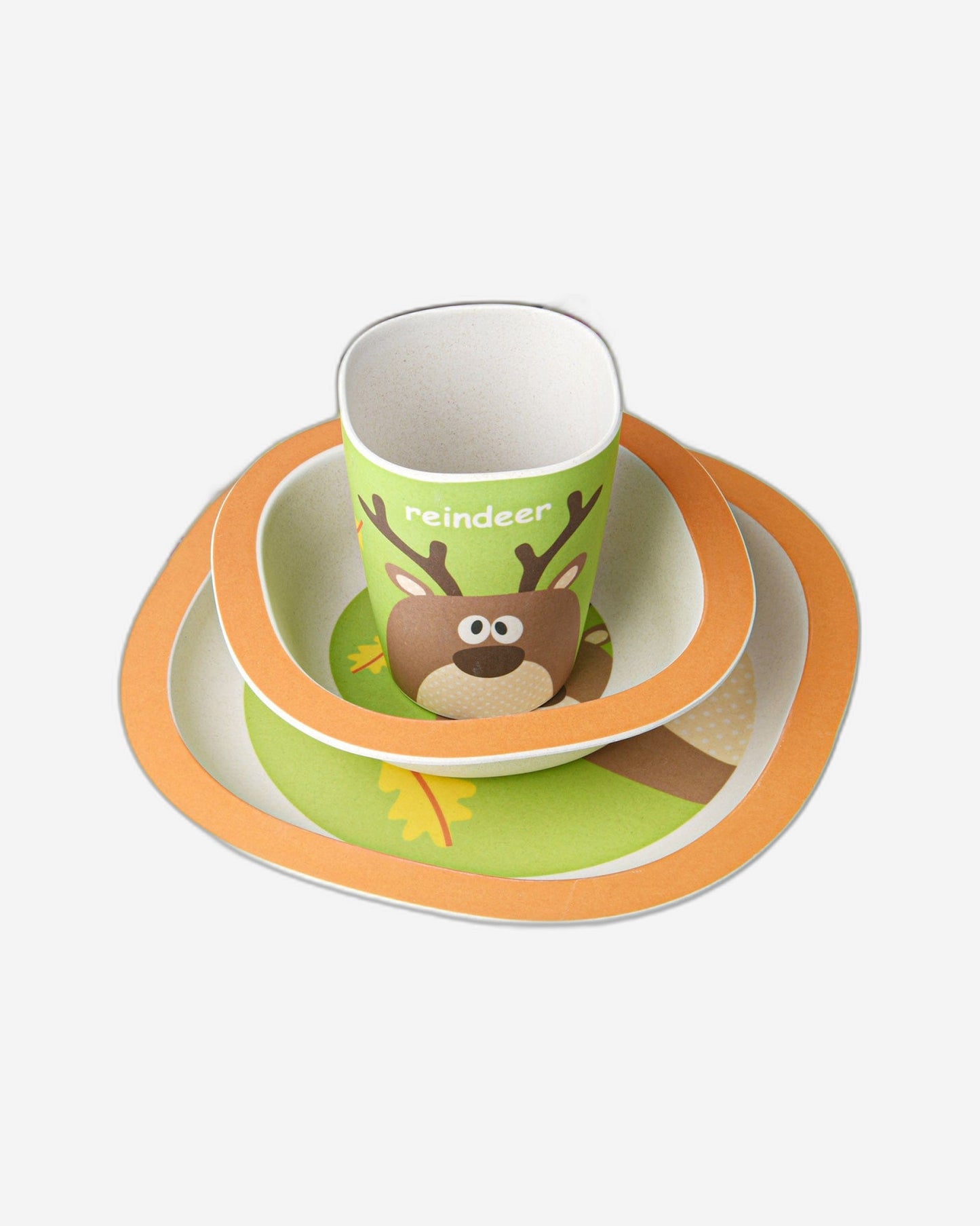 Fissman 3-Piece Bamboo Reindeer Kids Dinner Set Multicolour 19.5x19.5x1.8cm