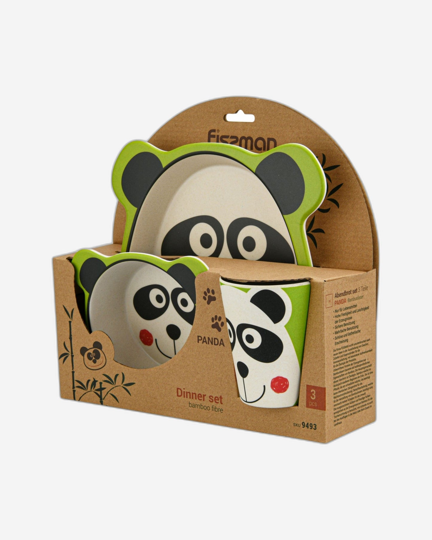 Fissman Kids Dinner Bamboo Panda Multicolour 3Pc