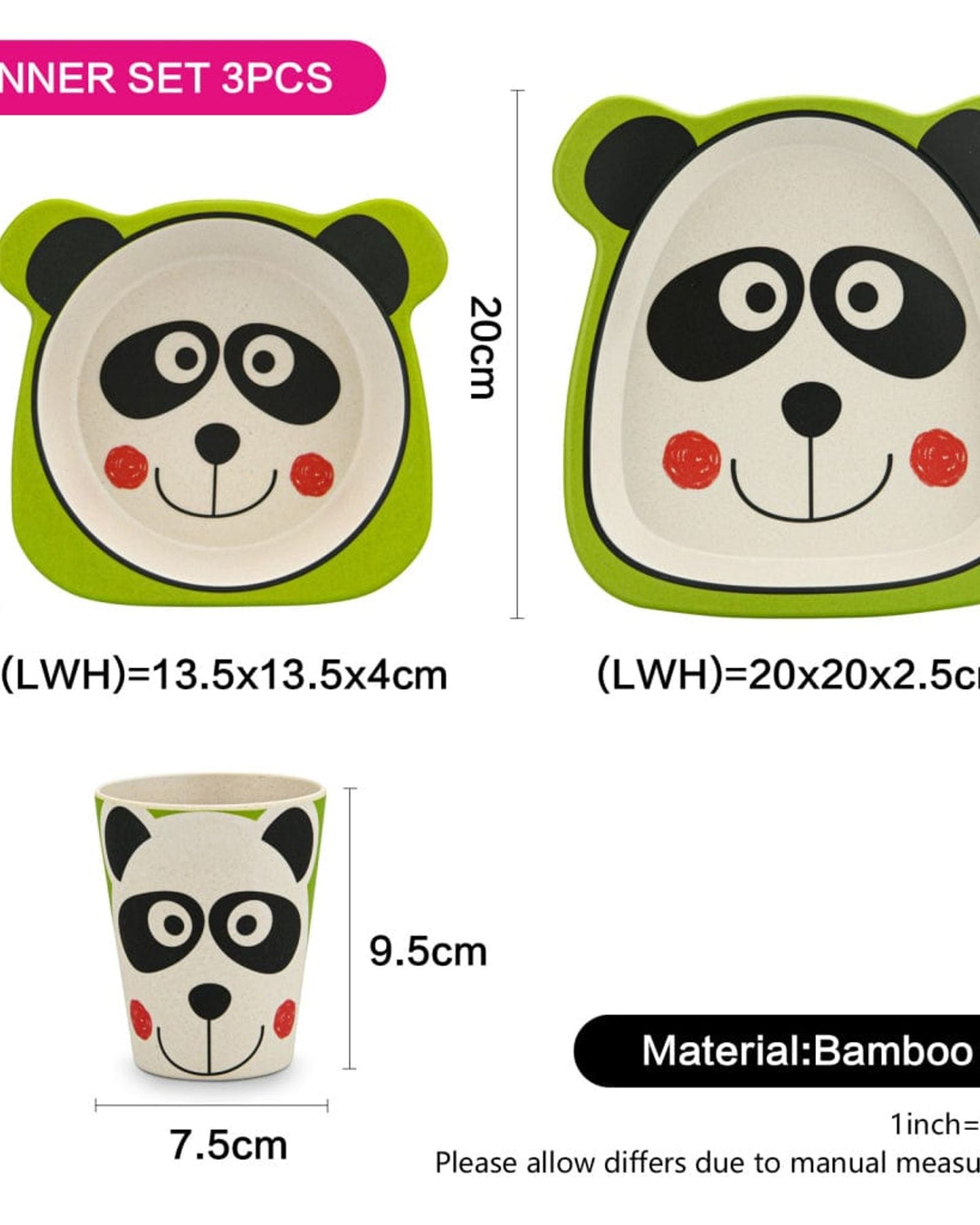 Fissman Kids Dinner Bamboo Panda Multicolour 3Pc