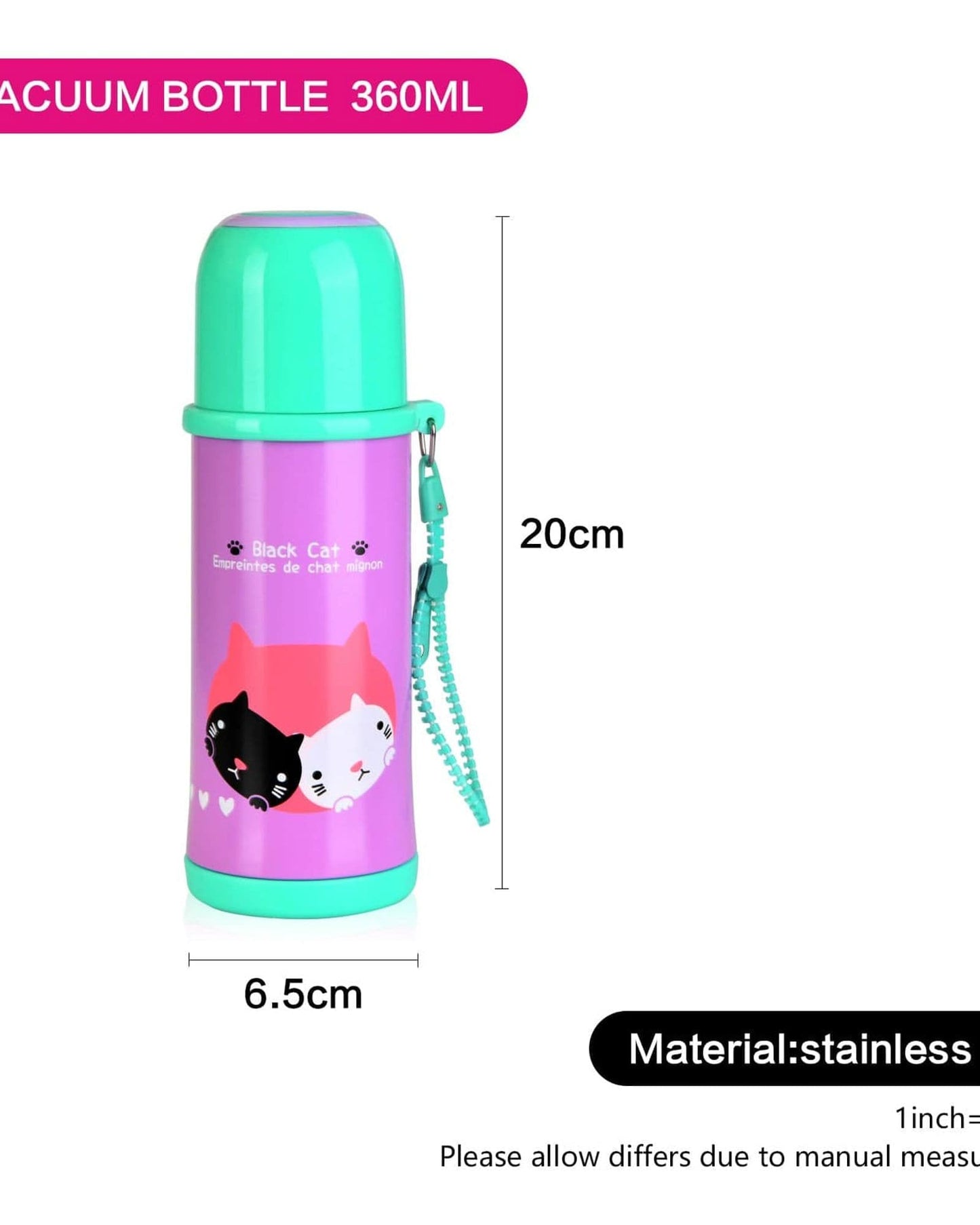 Fissman Vacuum Flask Kitty Print Multicolour 360ml