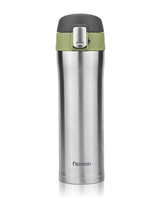 Fissman Double Wall Vacuum Water Bottle Green/Black/Silver 420ml