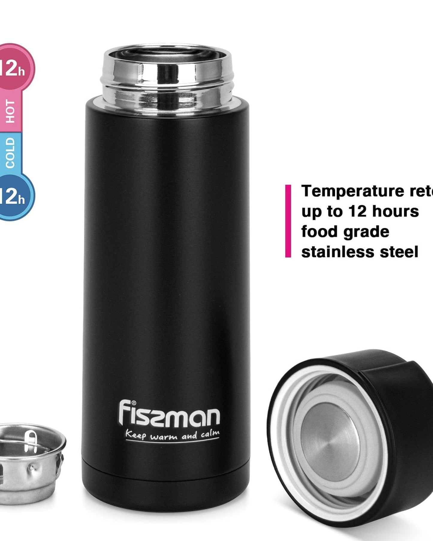 Fissman Vacuum Flask Black 390ml