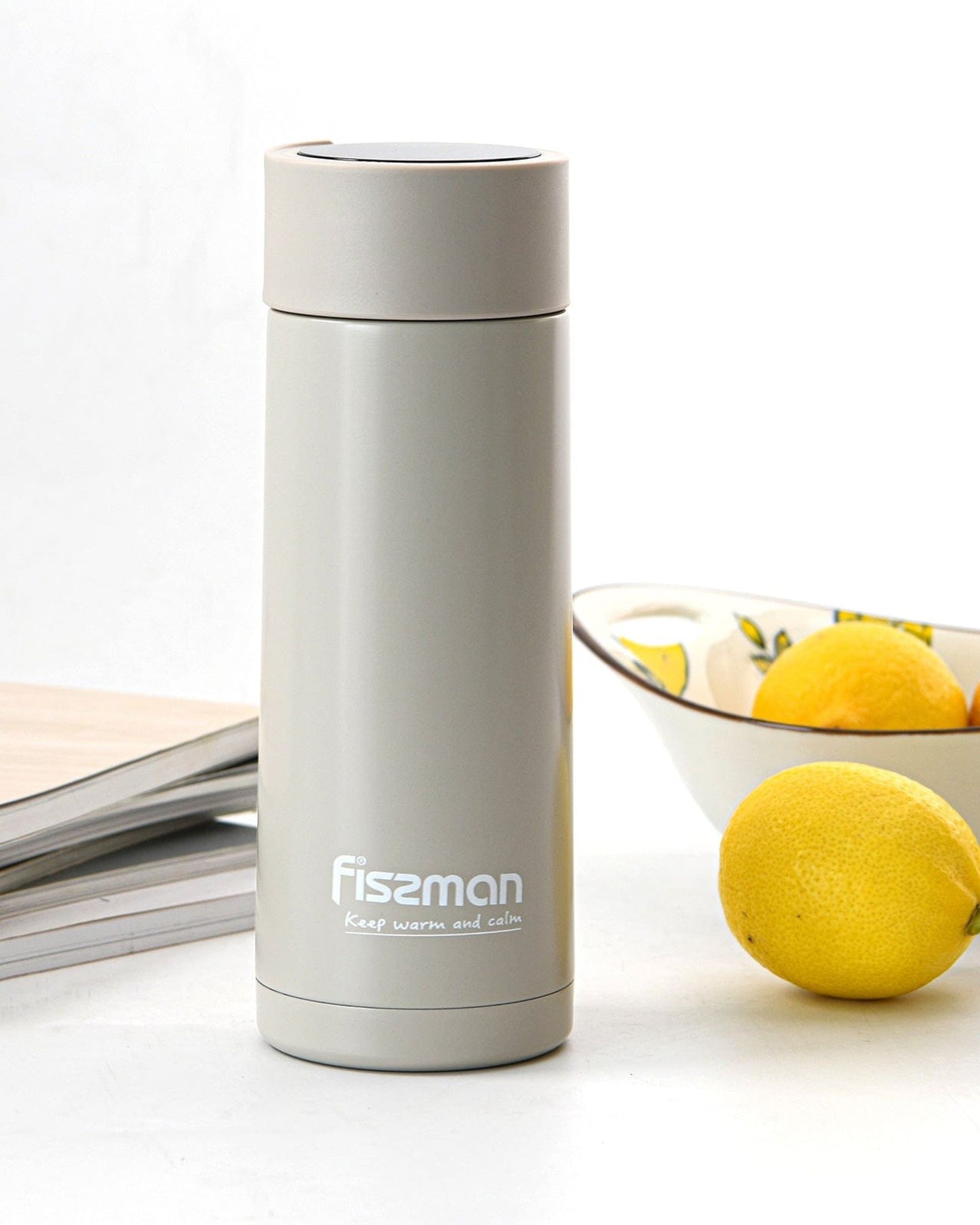 Fissman Double Wall Vacuum Flask 390ml Beige (Stainless Steel)