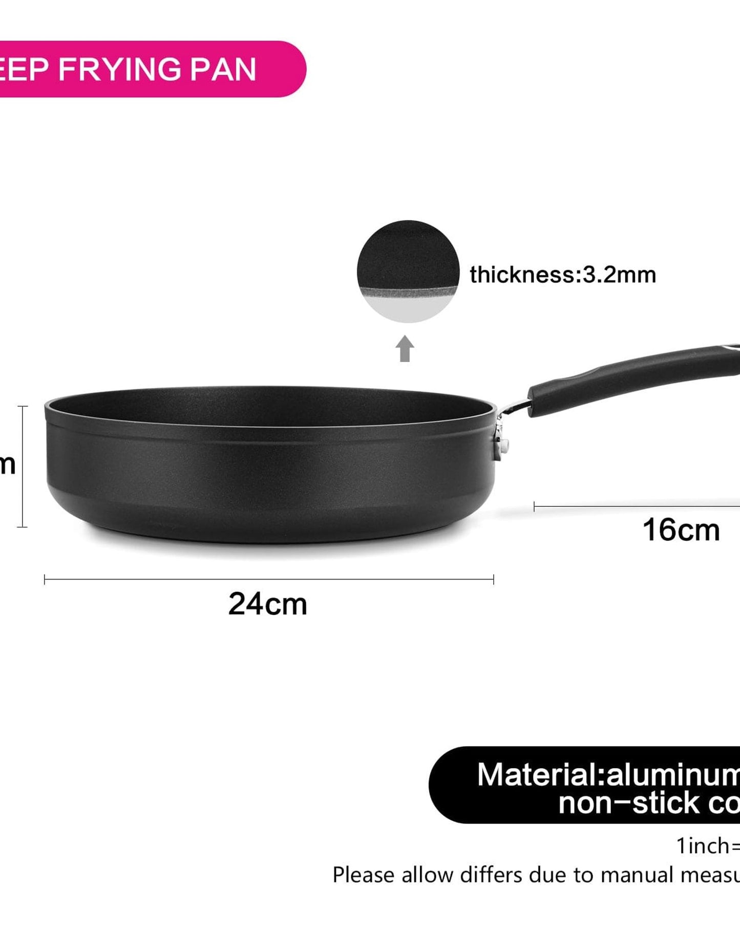 Fissman Deep Frying Pan Reina Black 24cm