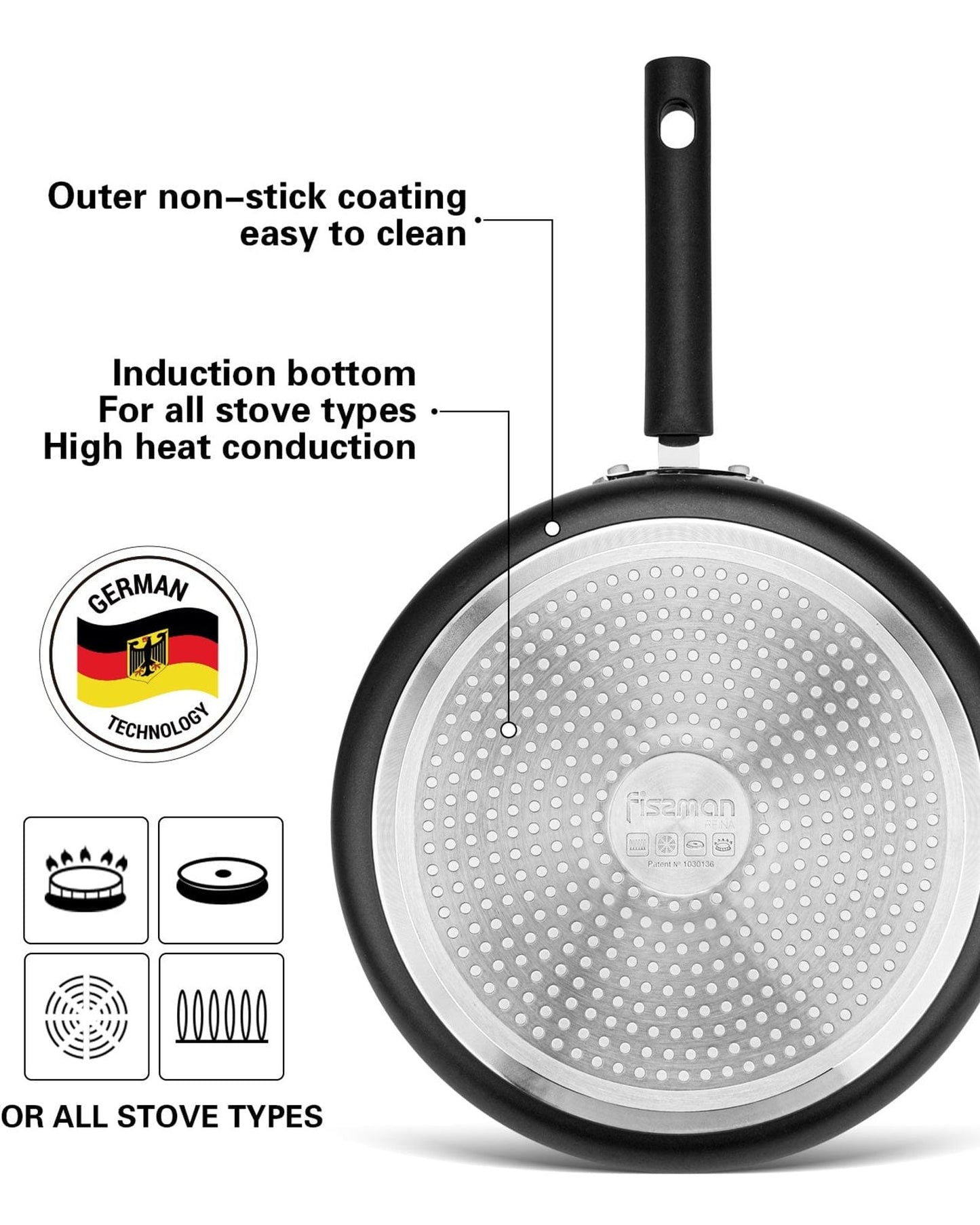Fissman Deep Frying Pan Reina Black 28cm