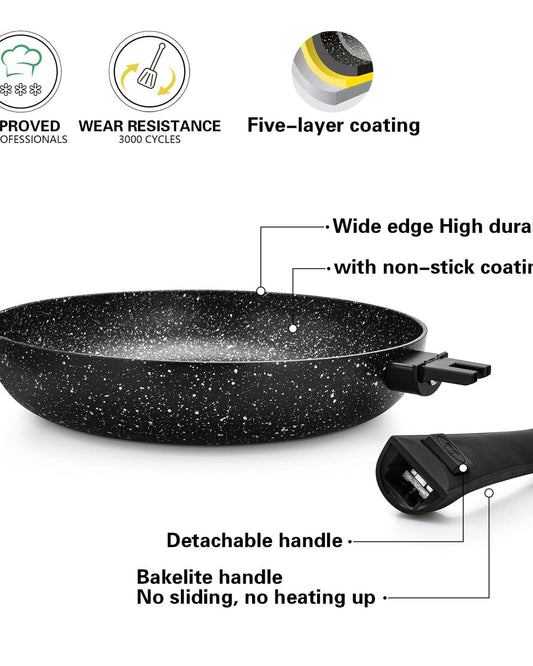 Fissman Frying Pan with Removable Handle Fiore Series Aluminum And Non Stick Coating with Induction Bottom 28x5.4cm