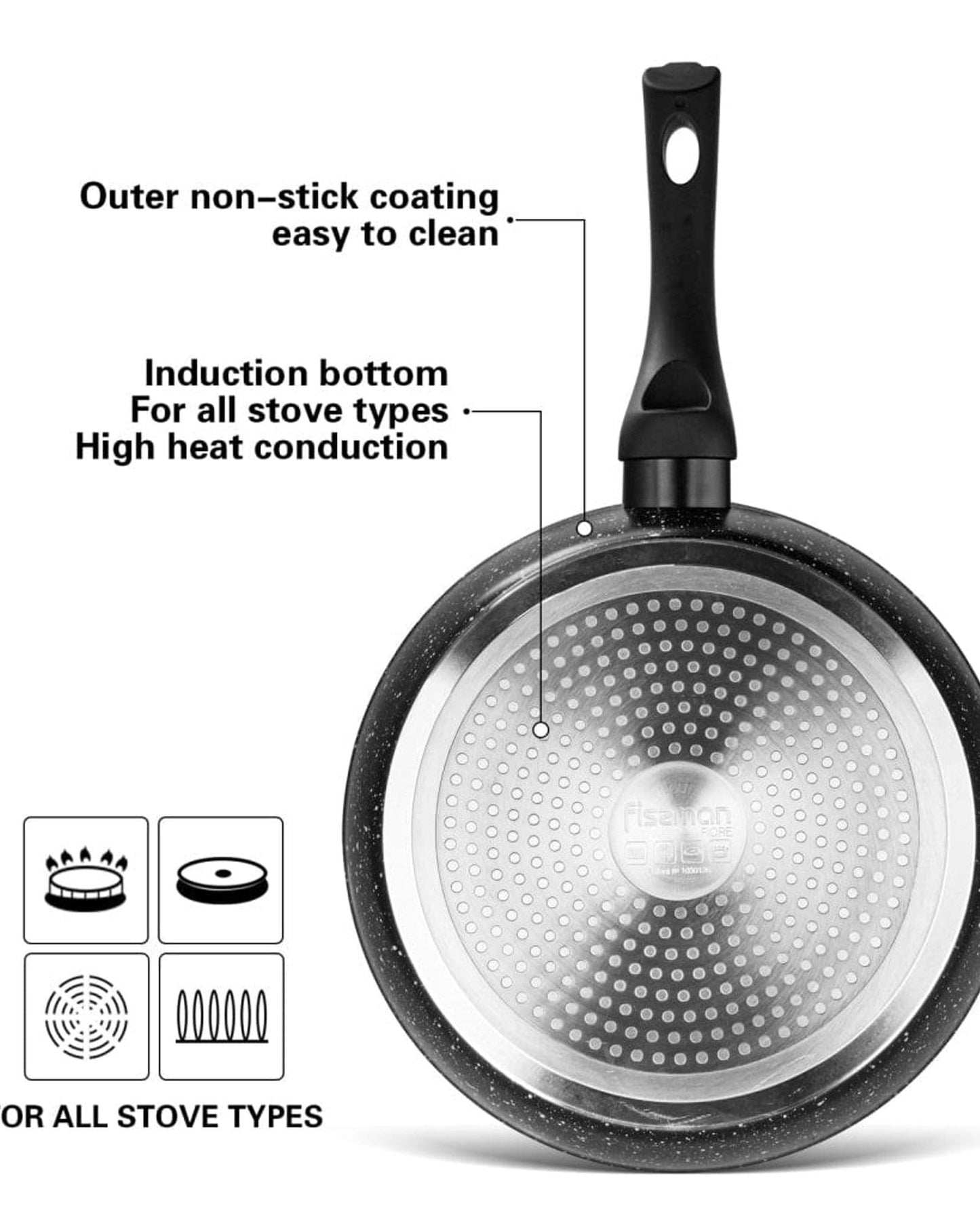 Fissman Deep Frying Pan Fiore Black 26cm