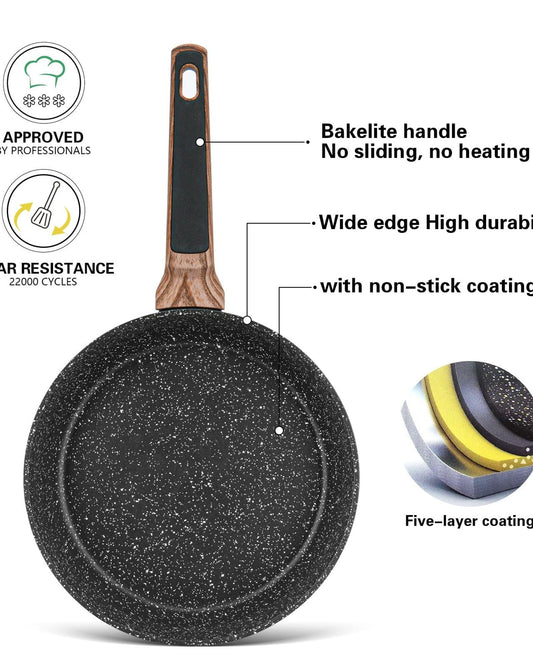 Fissman Deep Frying Pan Diamond Series Series Aluminum With Induction Bottom And Professional Non Stick Coating Greblon C3+ Black 28x7.5cm