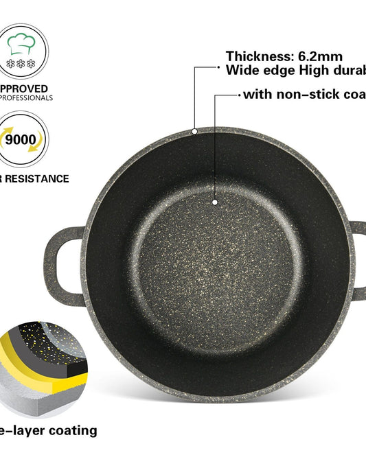 Fissman Stockpot With Glass Lid Emma Series Aluminum With Non-Stick Coating with Induction Bottom 24x17cm/6.3LTR