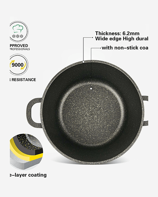 Fissman Stockpot With Glass Lid Emma Series Aluminum With Non-Stick Coating with Induction Bottom 24x17cm/6.3LTR