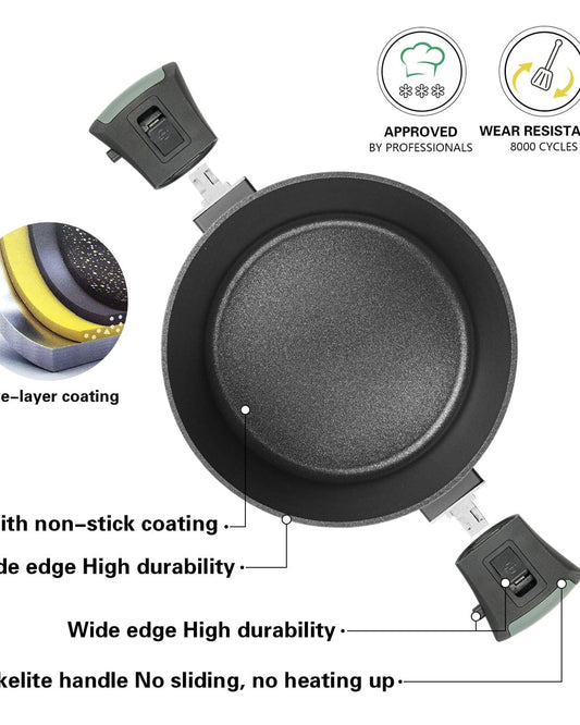 Fissman Saucepan With Detachable Brilliant Induction Bottom  Handle Glass Lid 24 x 12cm/4.5LTR Green