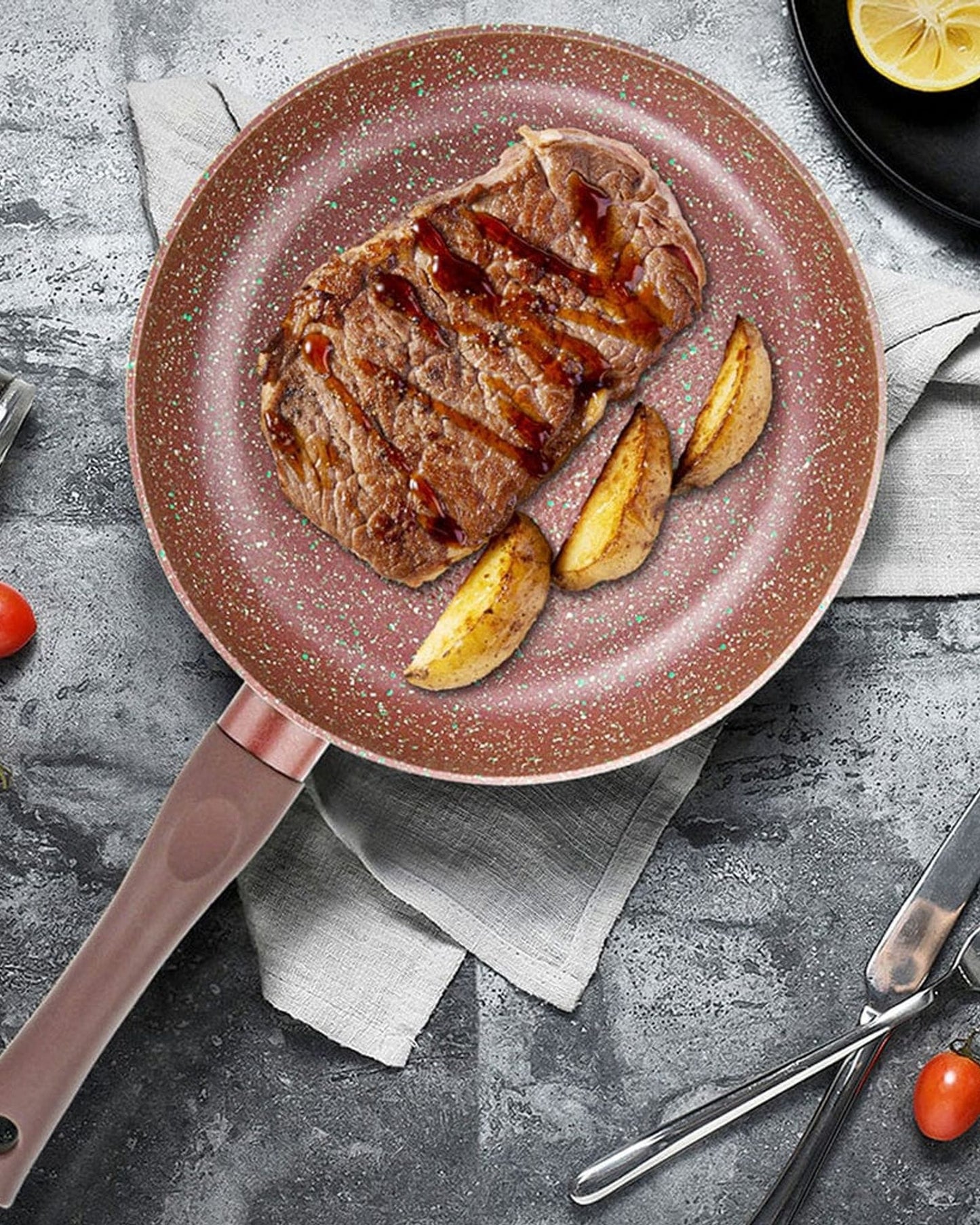 Fissman Deep Frying Pan Mosses Stone Brown 26cm