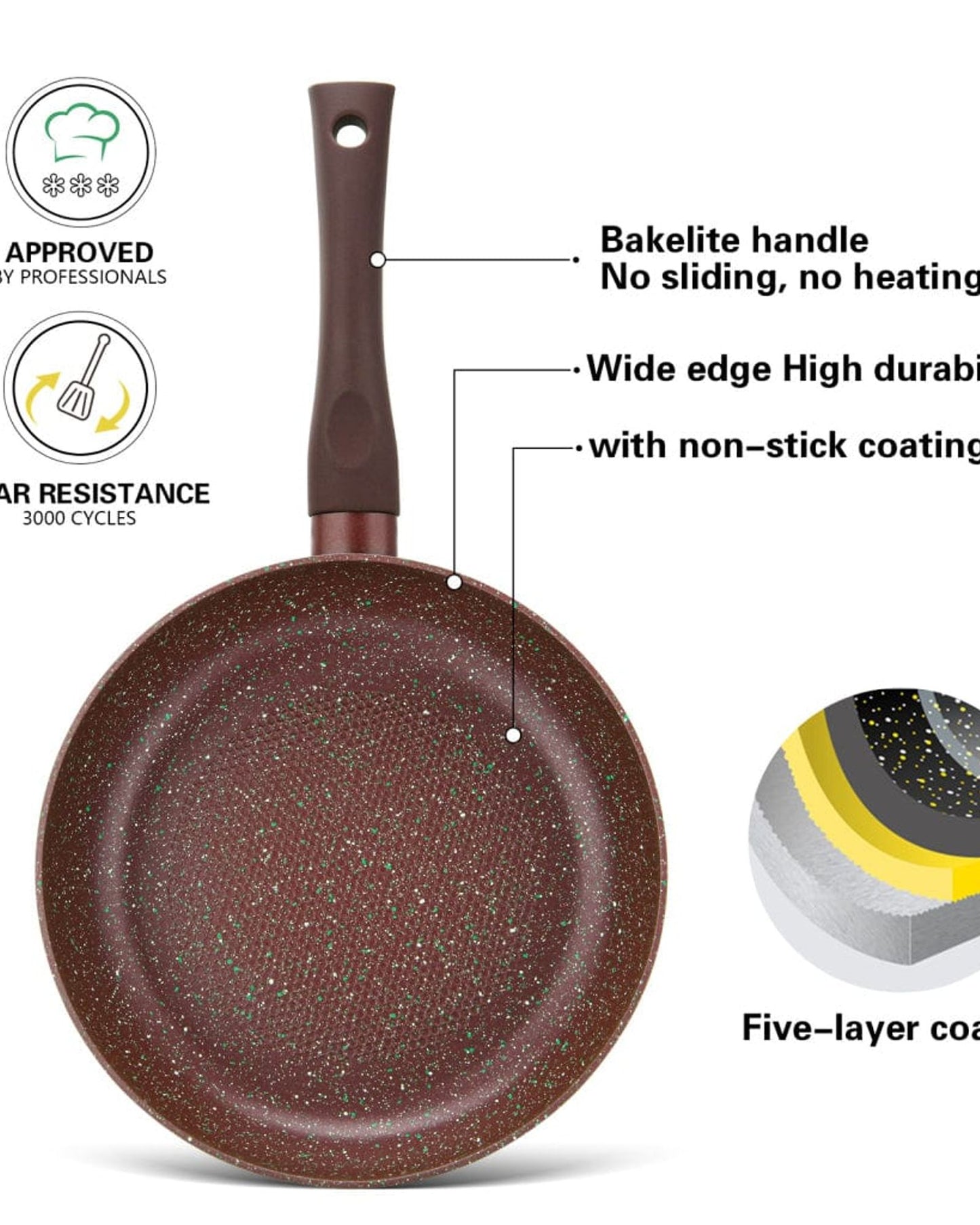 Fissman Deep Frying Pan  Mosses Stone Aluminum Professional Non Stick TouchStone Brown 28x7cm