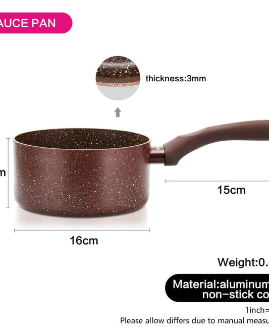 Fissman Deep Sauce Pan 16x8cm Mosses Stone Series Non Stick Aluminum Brown