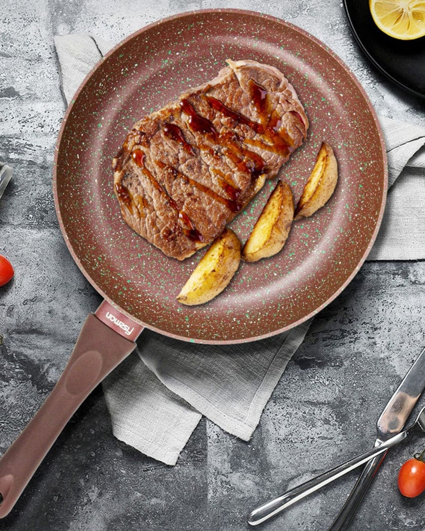 Fissman Deep Frying Pan Mosses Stone Brown 28cm