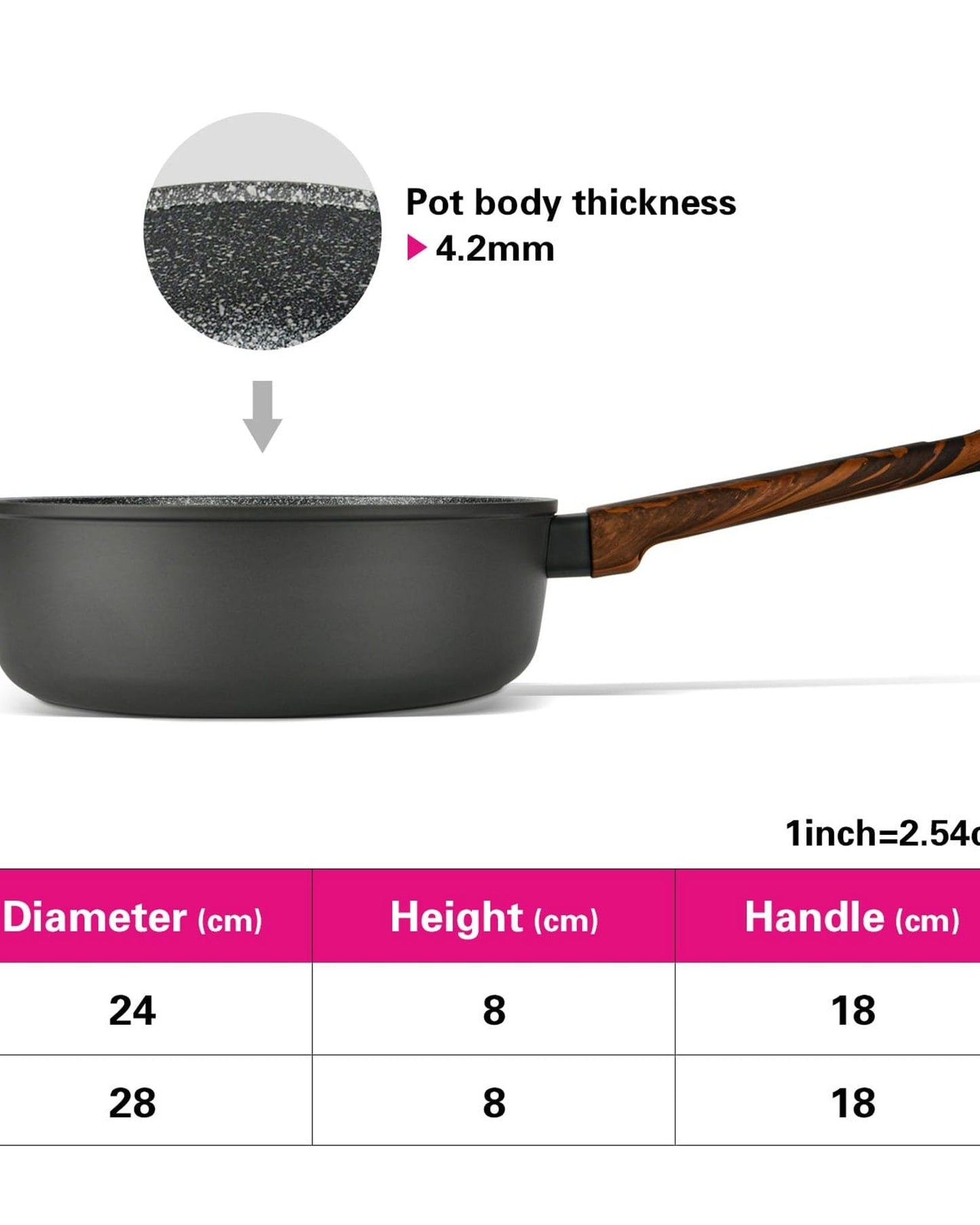 Fissman Deep Frying Pan Capella Black/Brown 24cm