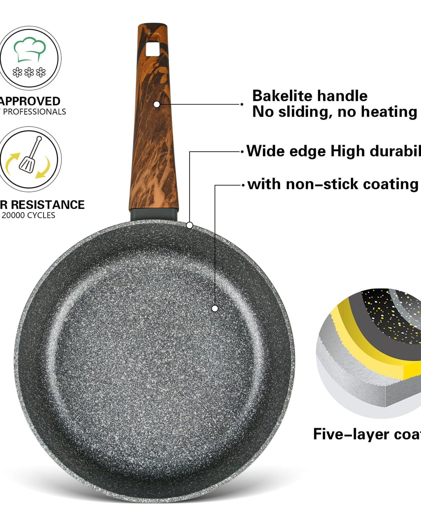 Fissman Deep Frying Pan Capella Black/Brown 24cm