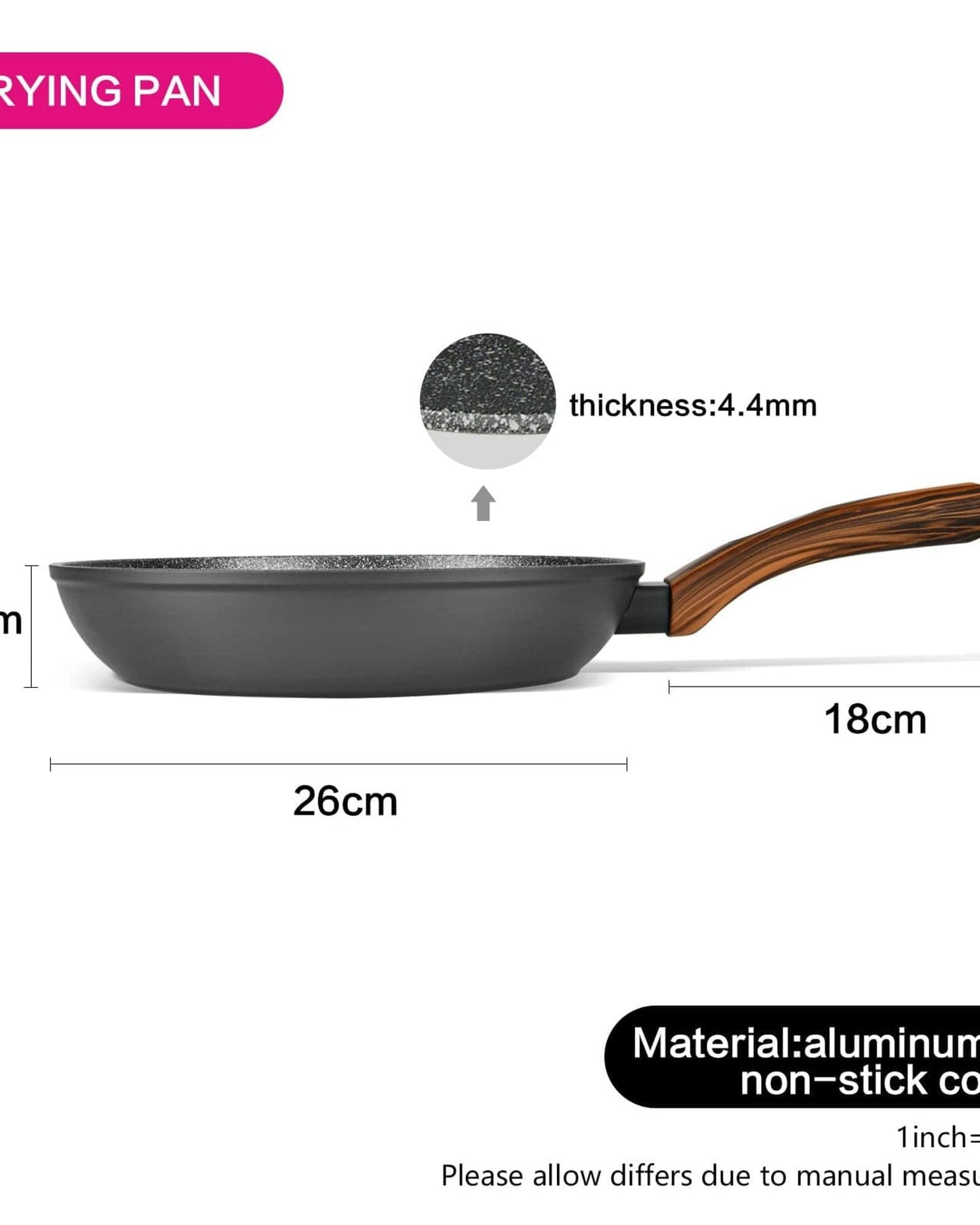 Fissman Frying Pan Capella Black/Brown 26cm