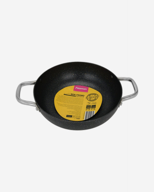 Fissman Wok Pan Promo Series With Aluminum And Non Stick Coating 26X7.8Cm/3.3Ltr Black