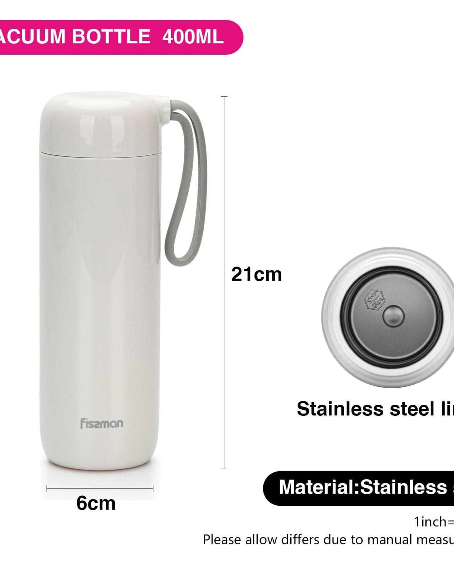 Fissman Thermos Flask Never Spill White 400ml