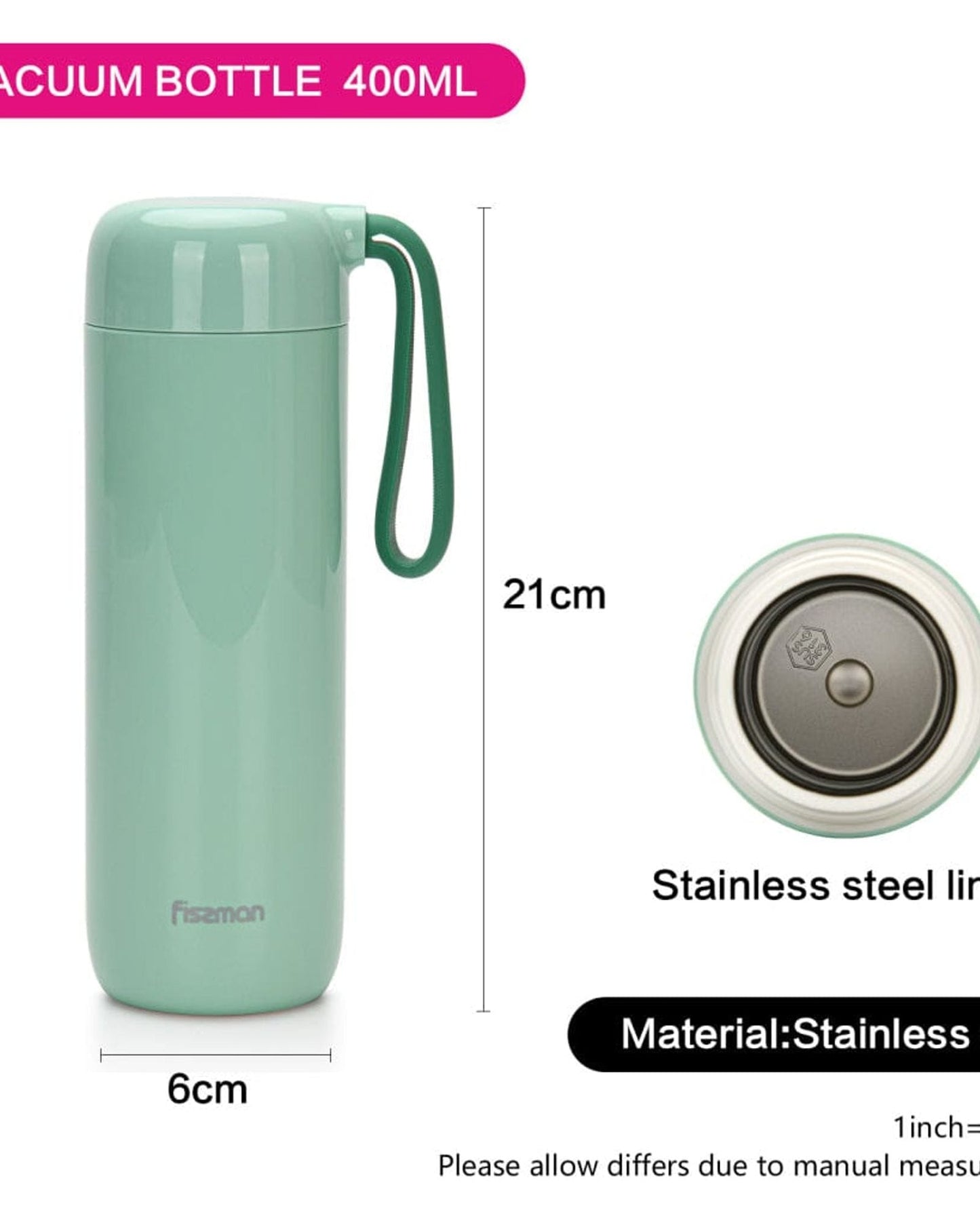Fissman Thermos Flask Never Spill Green