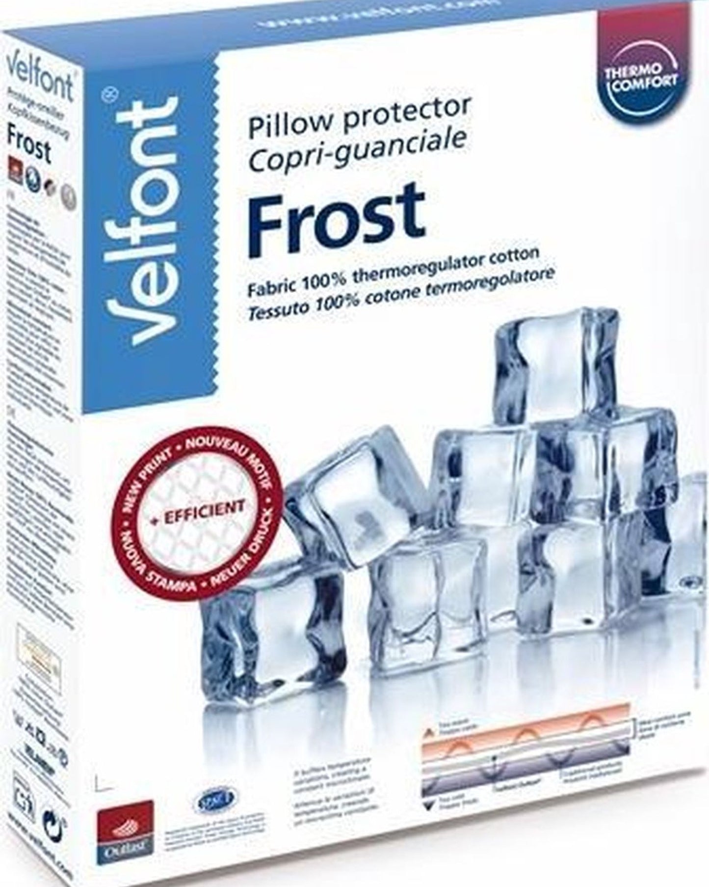 Velfont "Frost" 100% cotton Thermo-regulating pillow Protector in White