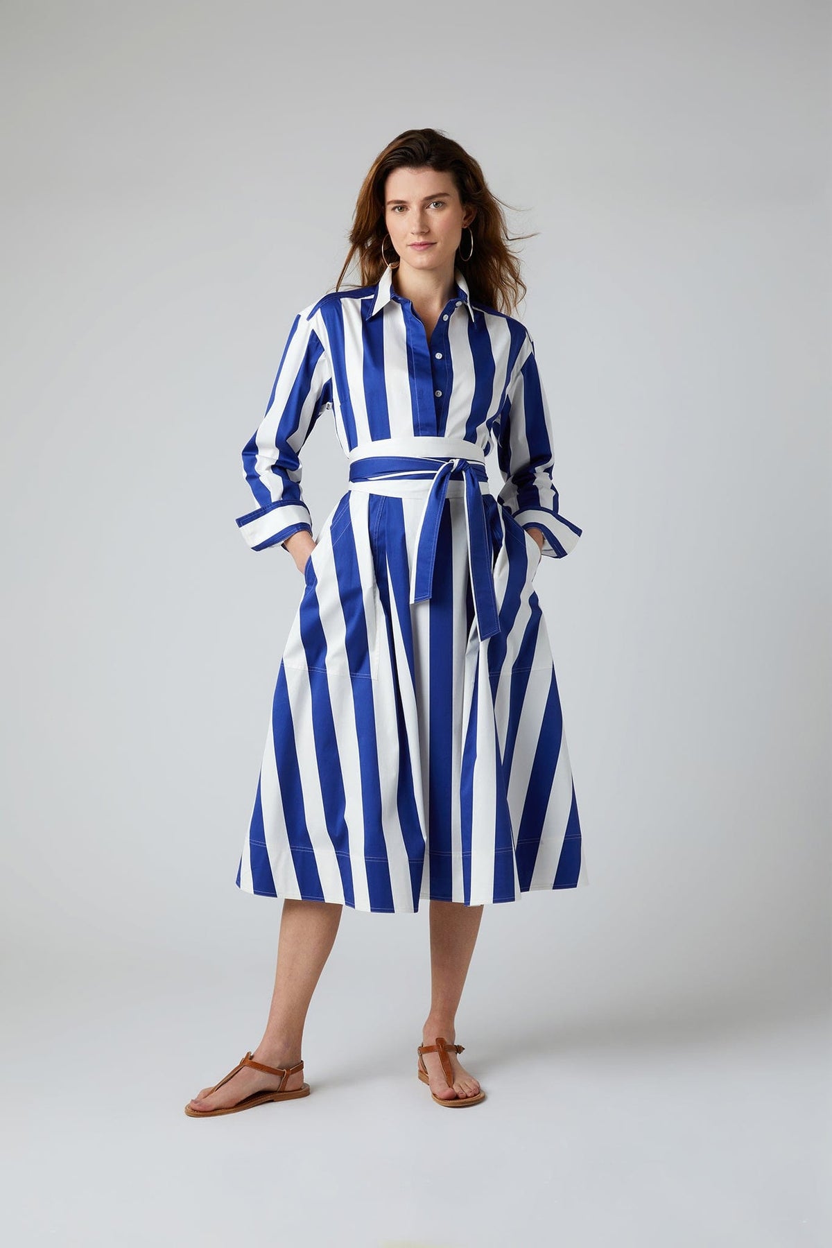 Fiona Striped Full Skirt in Blue