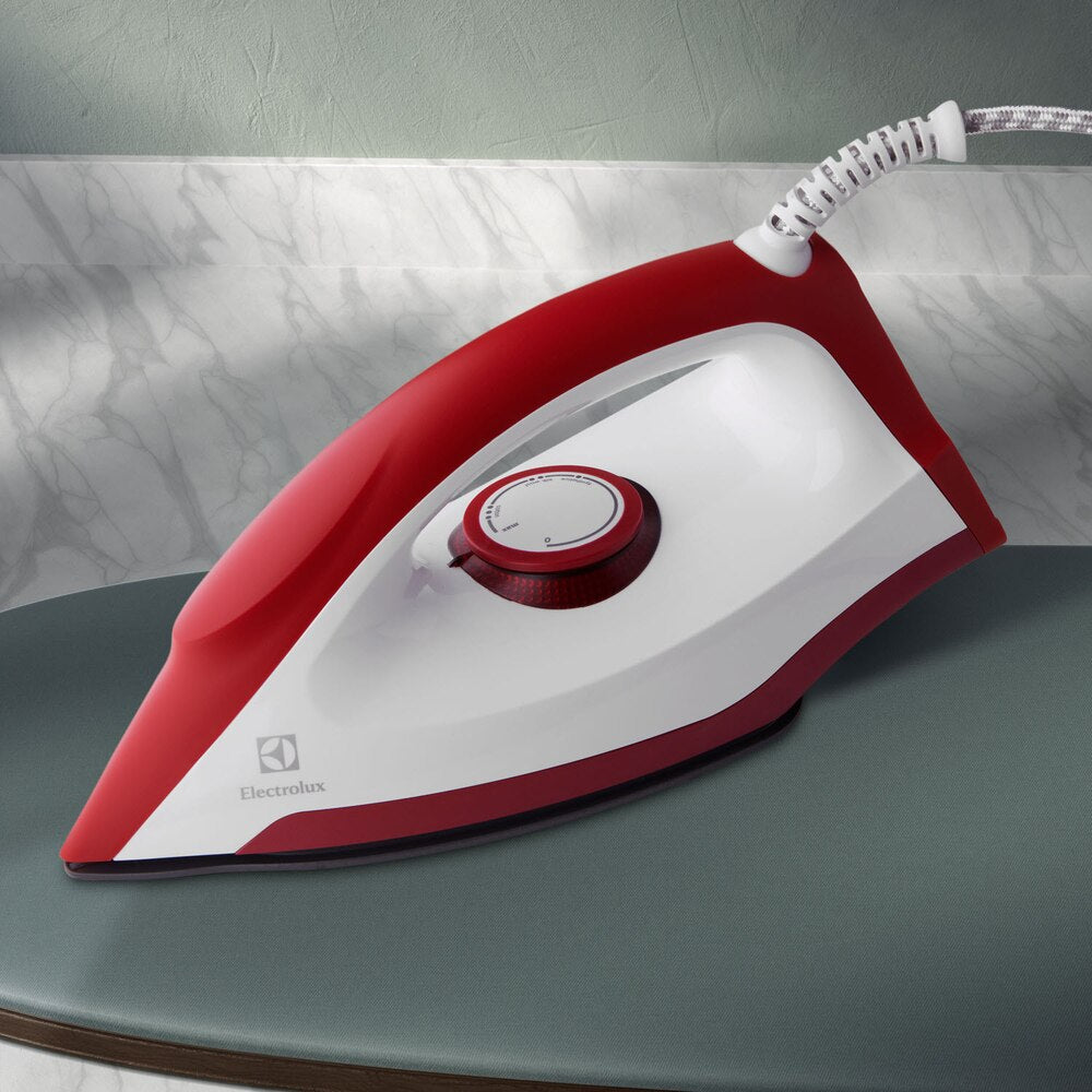 Electrolux Dry Iron, 1300W with Non-Stick Soleplate and Stainless Steel Tip, Red