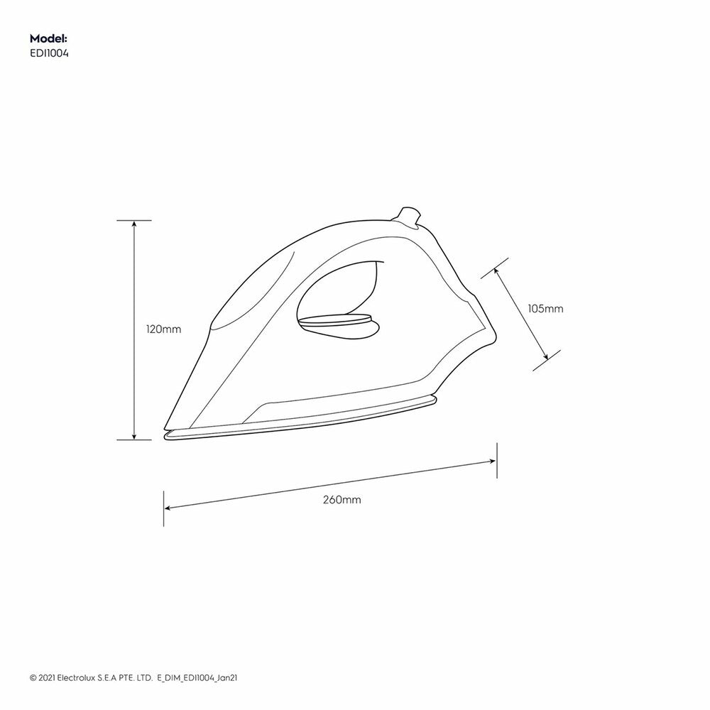 Electrolux Dry Iron, 1300W with Non-Stick Soleplate and Stainless Steel Tip, Red