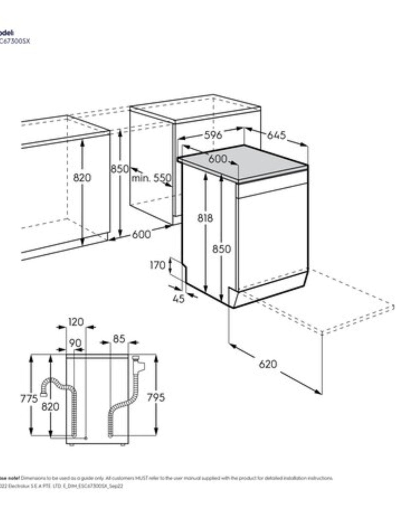 Electrolux 13 Place Settings Freestanding Dishwasher 60cm