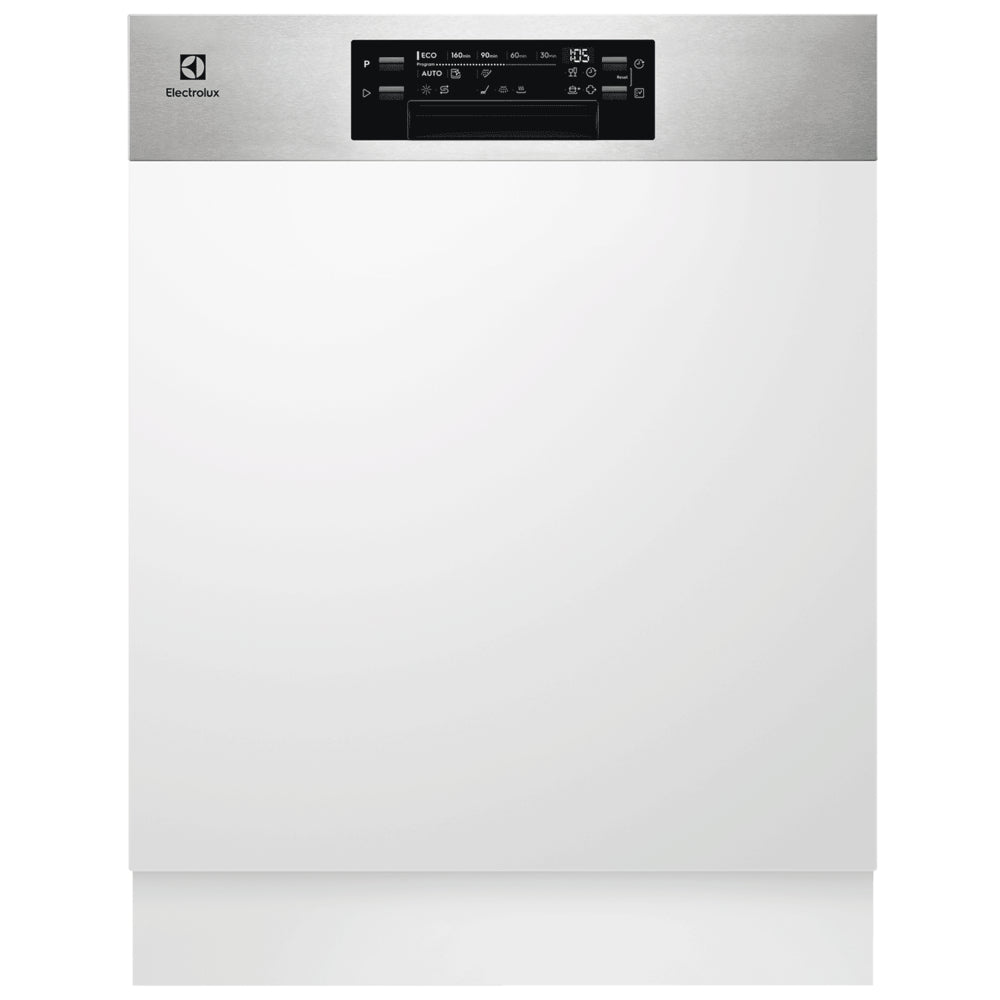 Electrolux 60cm Semi Integrated Dishwasher with 13 Place Settings, Adaptable Drawer Space, High Pressure Water Jets, and GlassCare Program, Stainless Steel