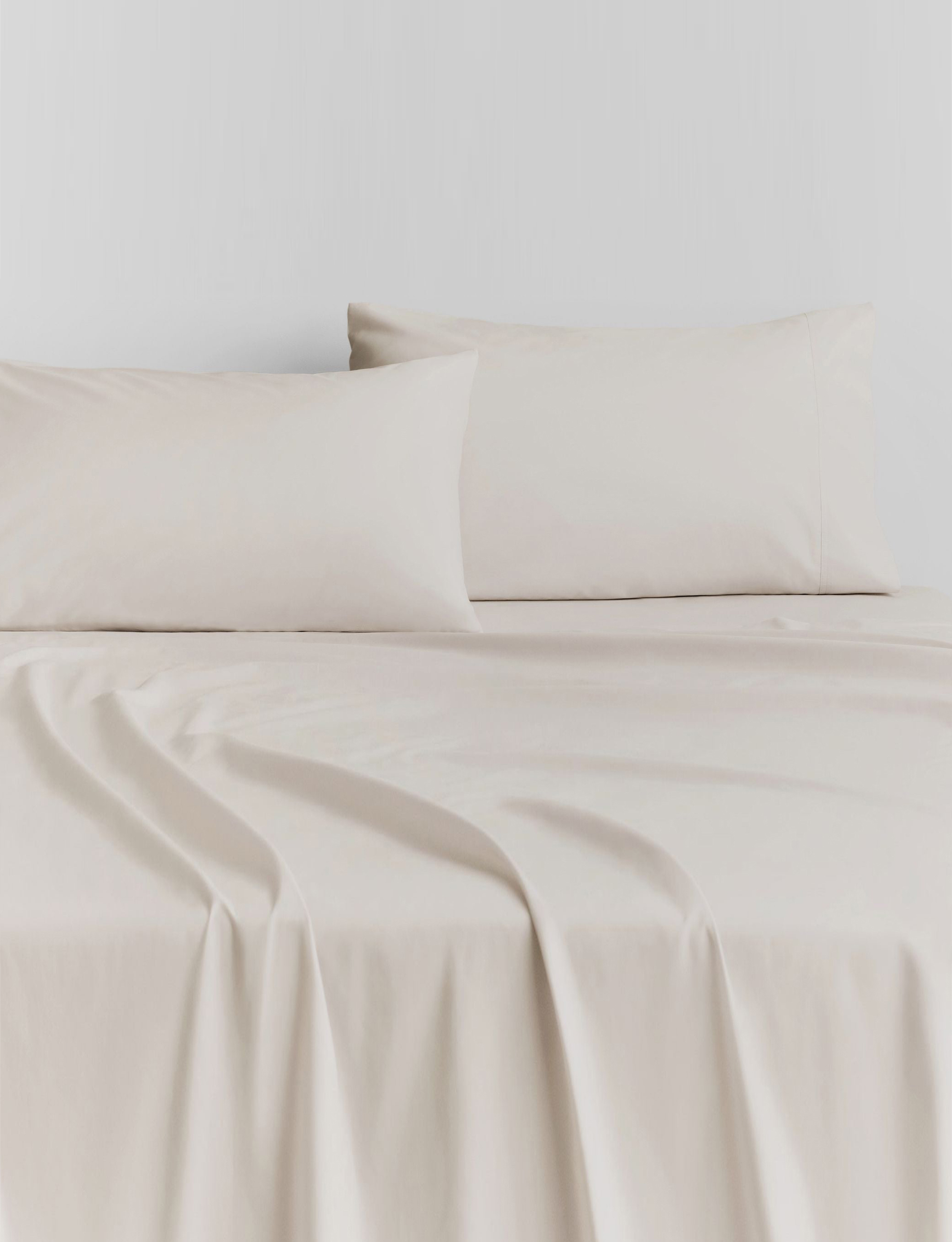 Sheridan 500 TC Cotton Sateen Plain Dyed Standard Pillowcases Pair Chalk