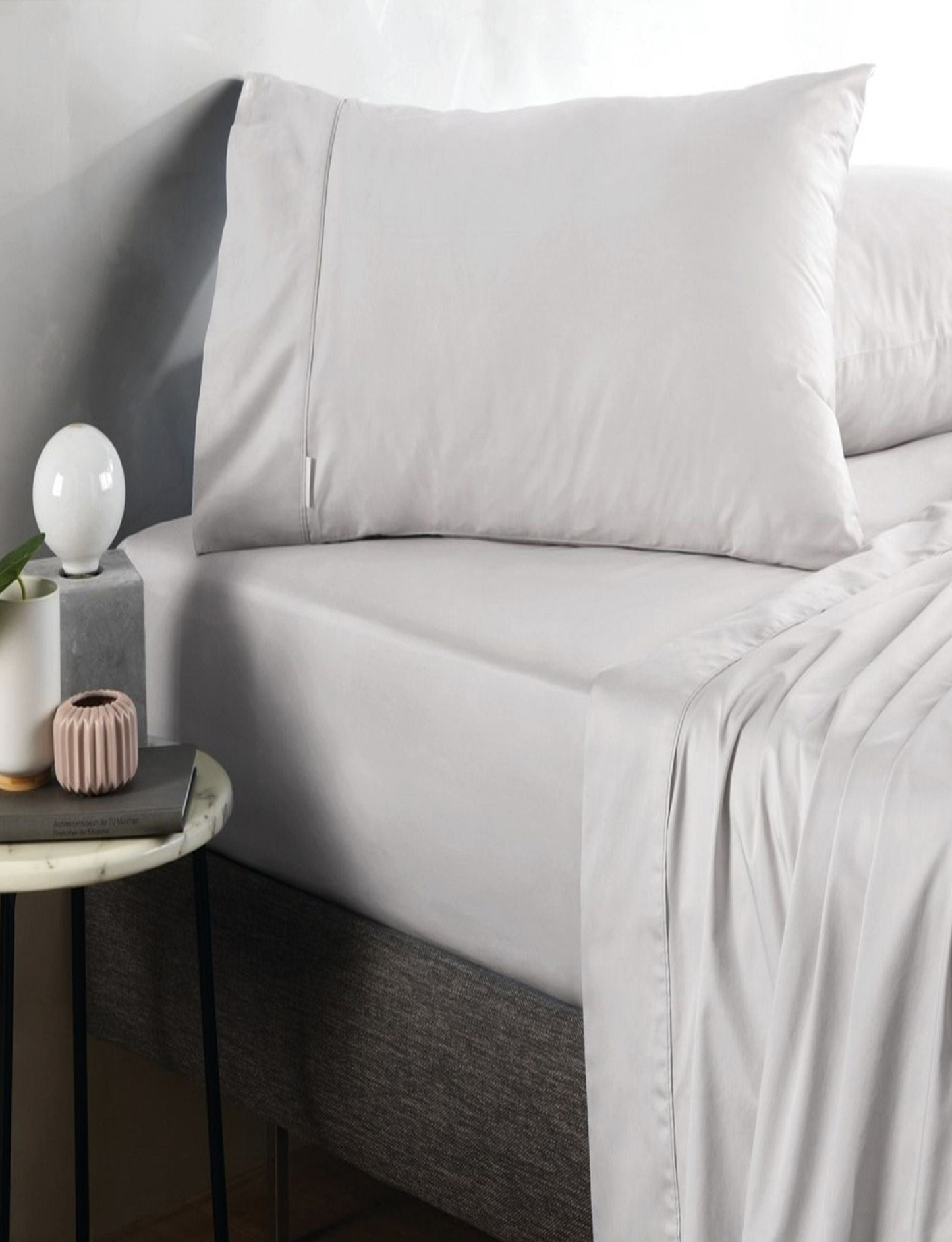 Sheridan 500 TC Cotton Sateen Plain Dyed Emperor Fitted Sheet Snow