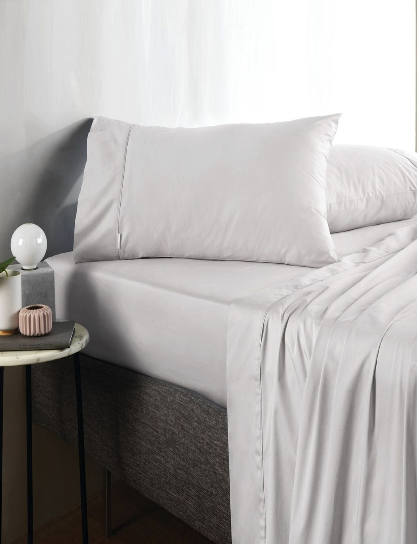 Sheridan 500 TC Cotton Sateen Plain Dyed King Flat Sheet Silver