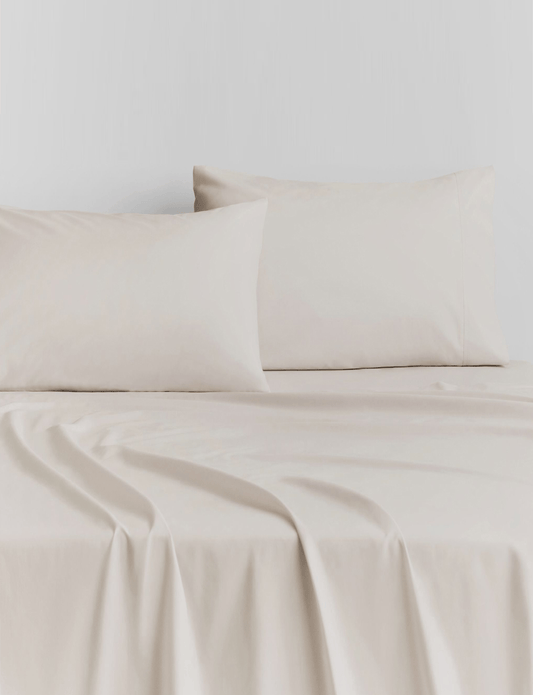 Sheridan 500 TC Cotton Sateen Plain Dyed Super King Flat Sheet Chalk