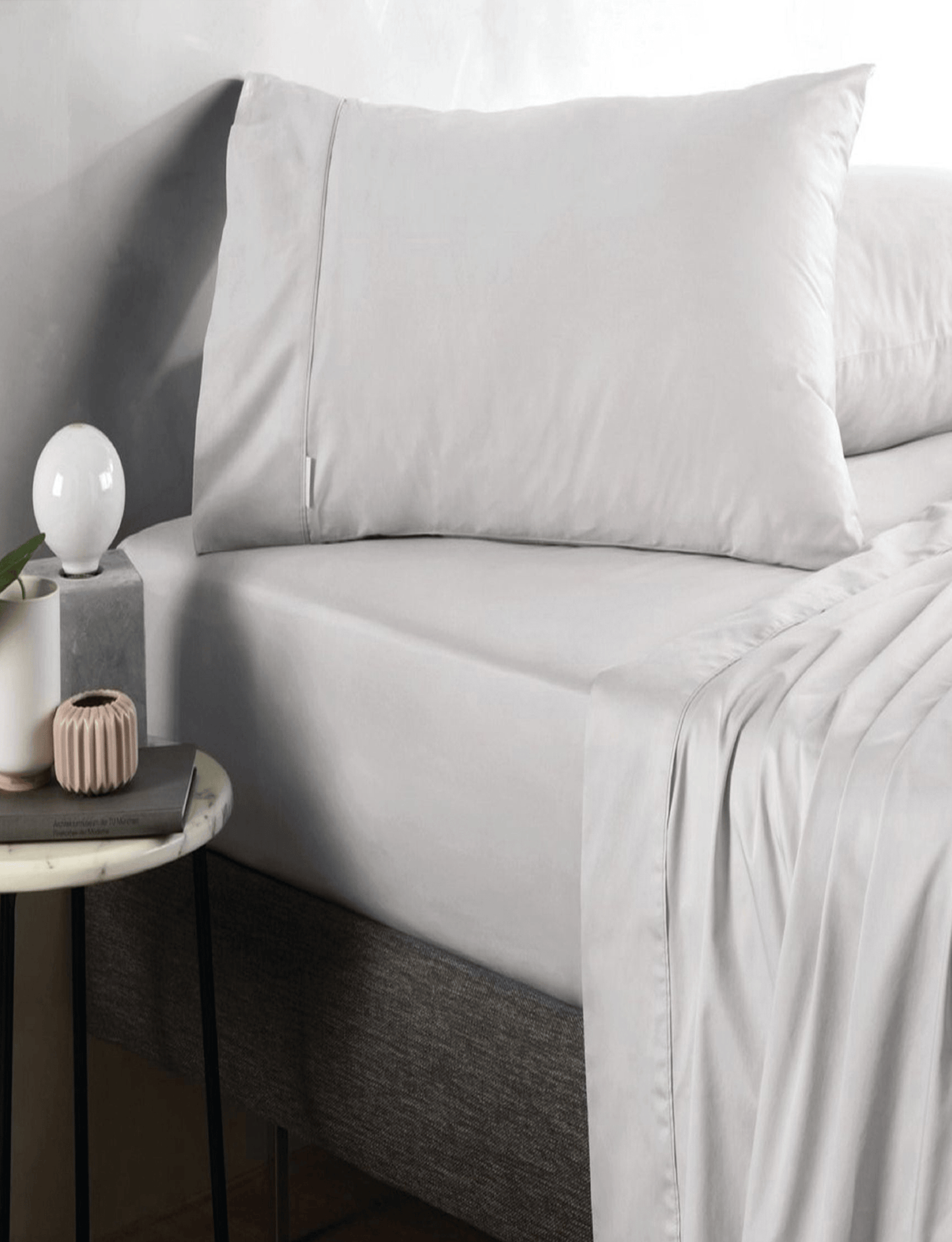 Sheridan 500 TC Cotton Sateen Plain Dyed Emperor Fitted Sheet Silver