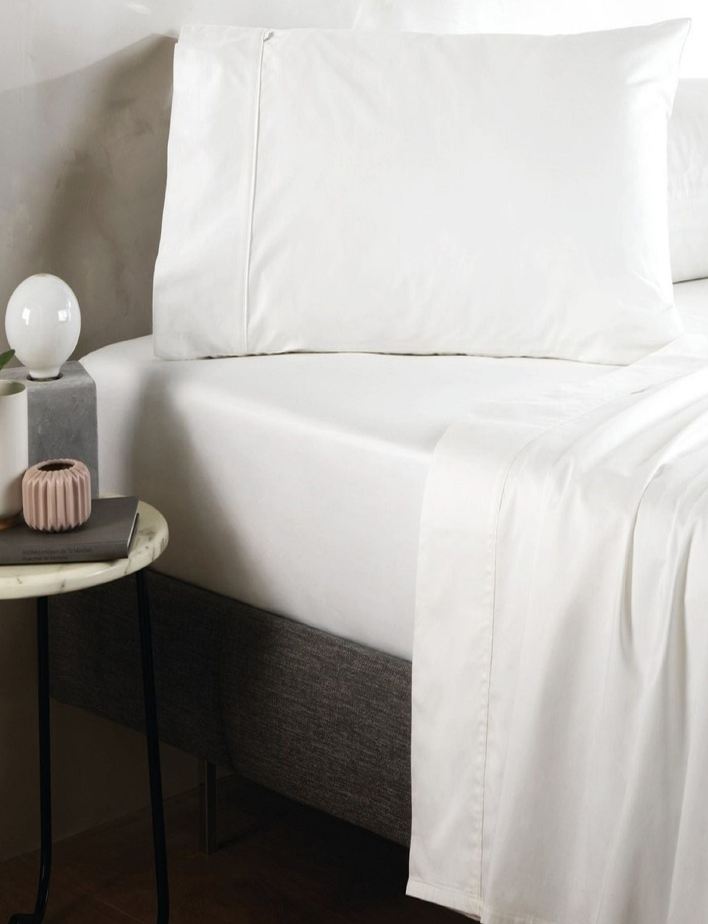 Sheridan 500 TC Cotton Sateen Plain Dyed King Pillowcases Pair Snow