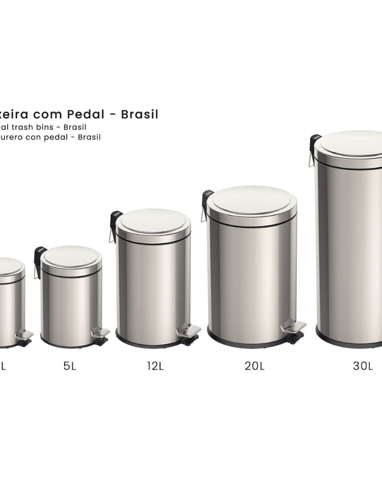 Tramontina Stainless Steel Brazil 3 L Pedal Bin With Polished Finish And Internal Bucket