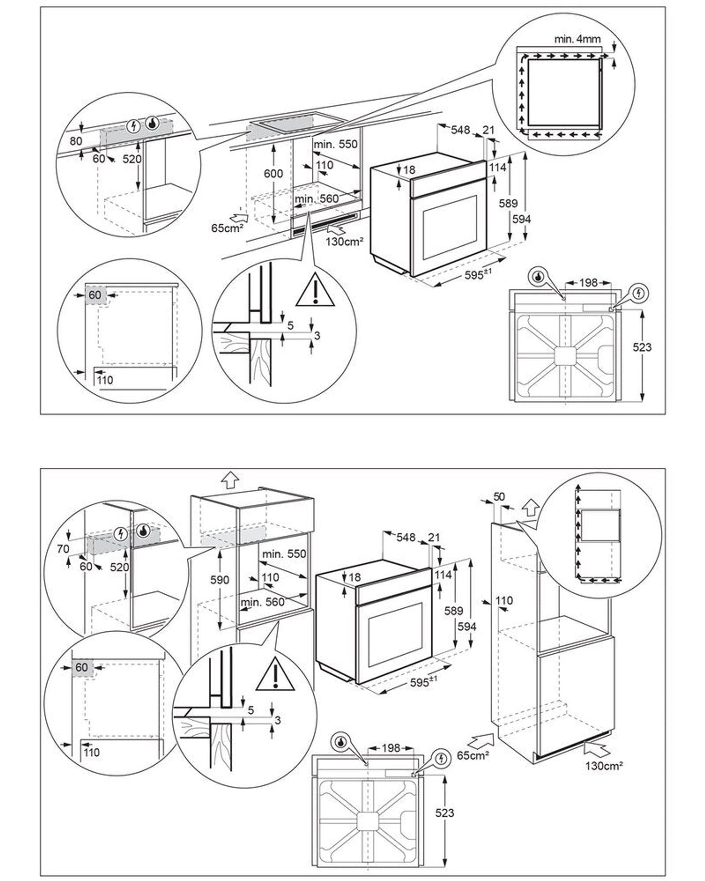Electrolux Built-In Single Gas Oven with 68L Large Capacity and Rotisserie Turnspit 60cm