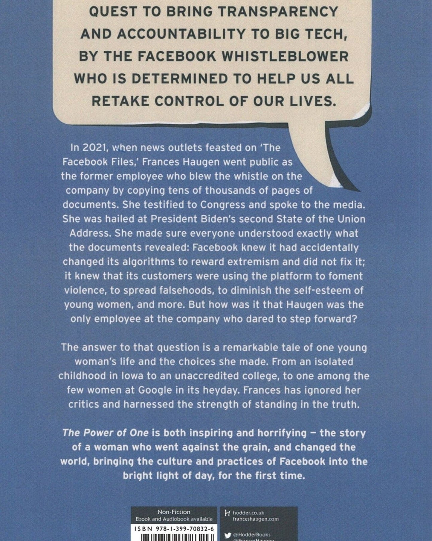 The Power of One : Blowing the Whistle on Facebook