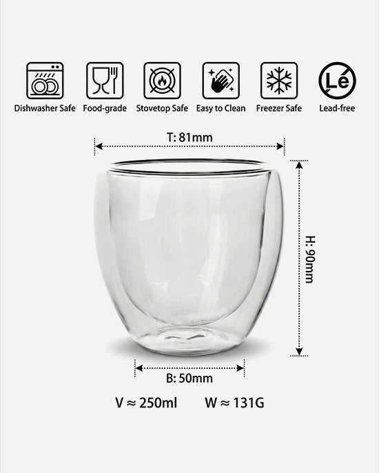 Cuisine Art Borosilicate Double Wall Glass Set 250ml 2Pc