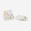Aish Home Set Of 6 Marble Wooden Coasters With Stand White and Gold - A029