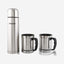 Nessan Stainless Steel Flask with Mug, Silver, 1 Liter | Includes 1L Flask + 2 Mugs (350ML Each)
