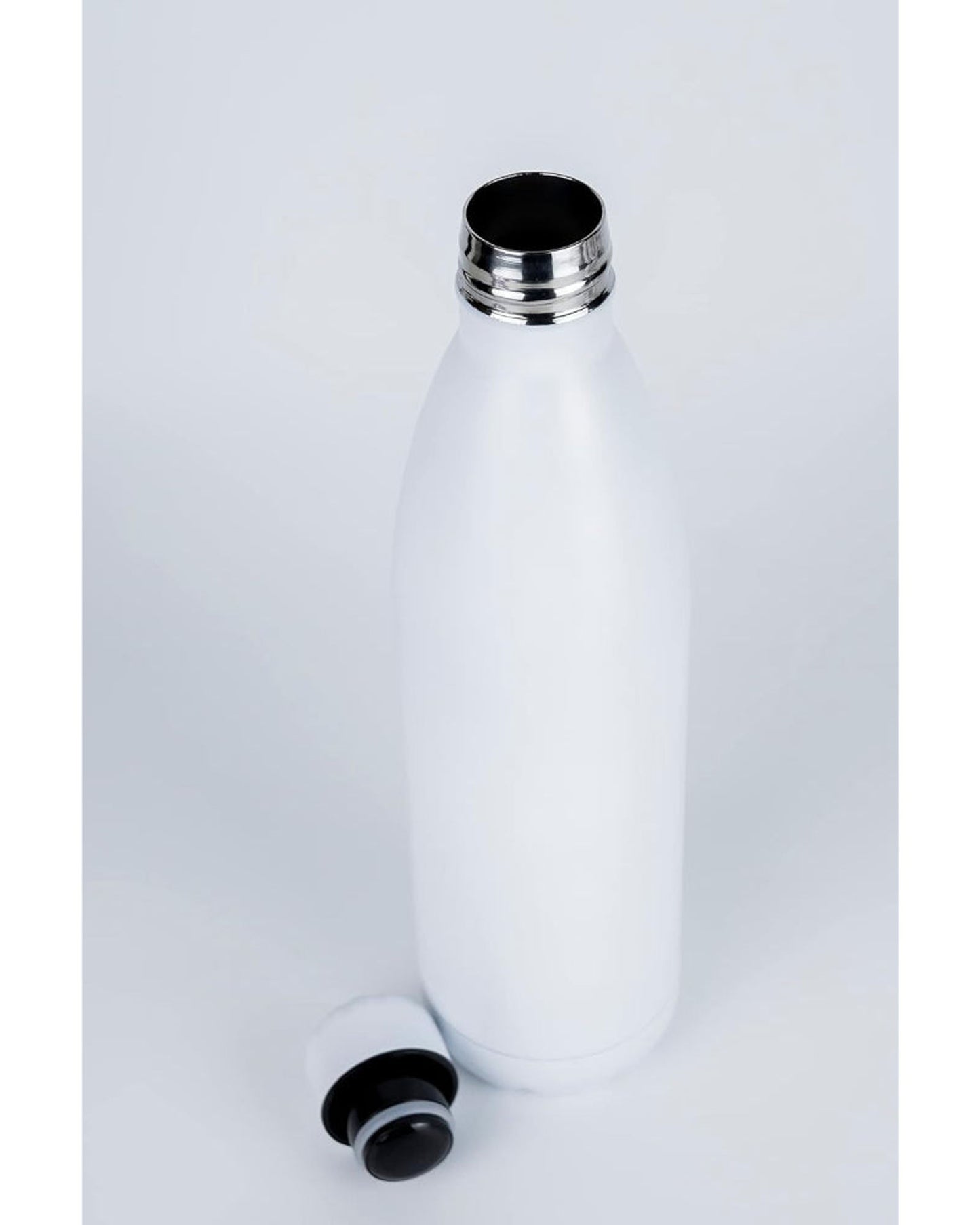 Nessan 500ml Sport Water Bottle Vacuum Insulated Stainless Steel Sport Water Bottle Leak-Proof Double Wall Cola Shape Water Bottle, Keep Drinks Hot & Cold - White