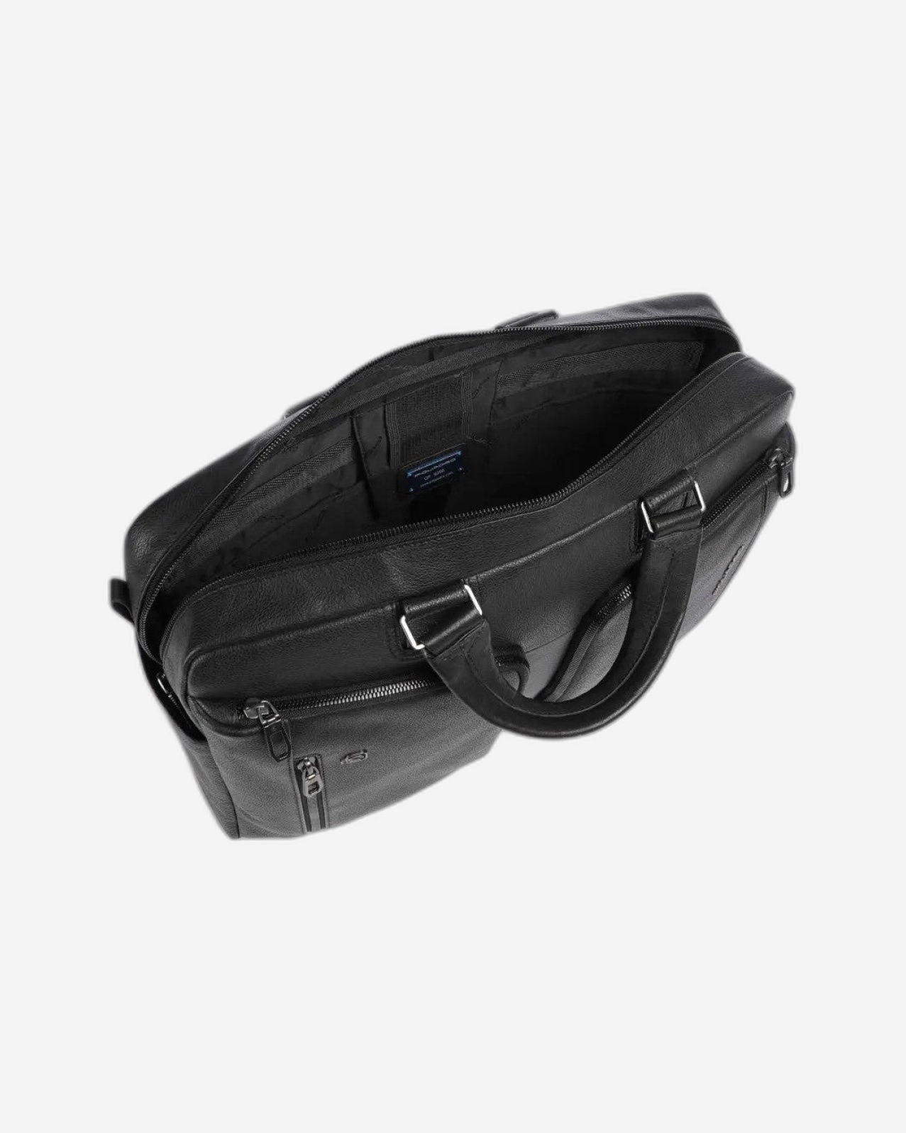 Piquadro S134 Leather Briefcase with 2 Handles Black