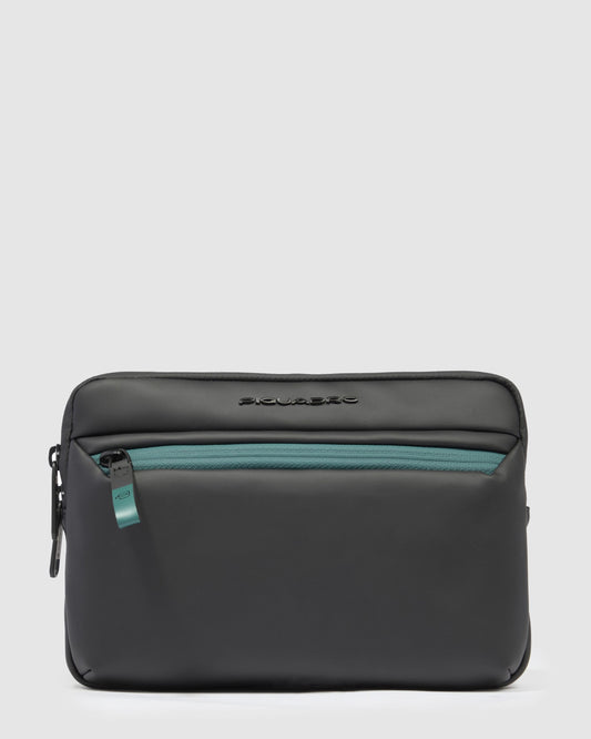 Piquadro Corner Special Clutch For Ipad Mini In Rubberized Water Resistant Black