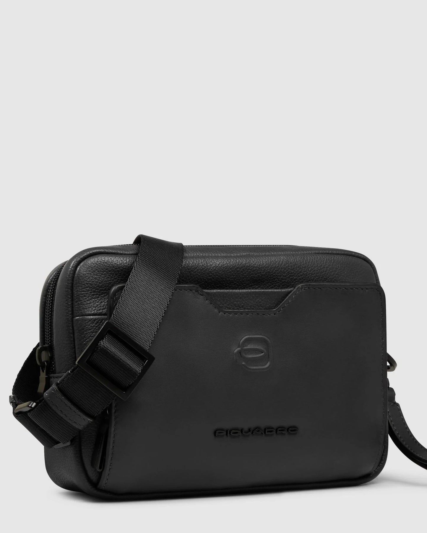 S142 AEL LEATHER CLUTCH WITH TWO DIVIDERS BLACK