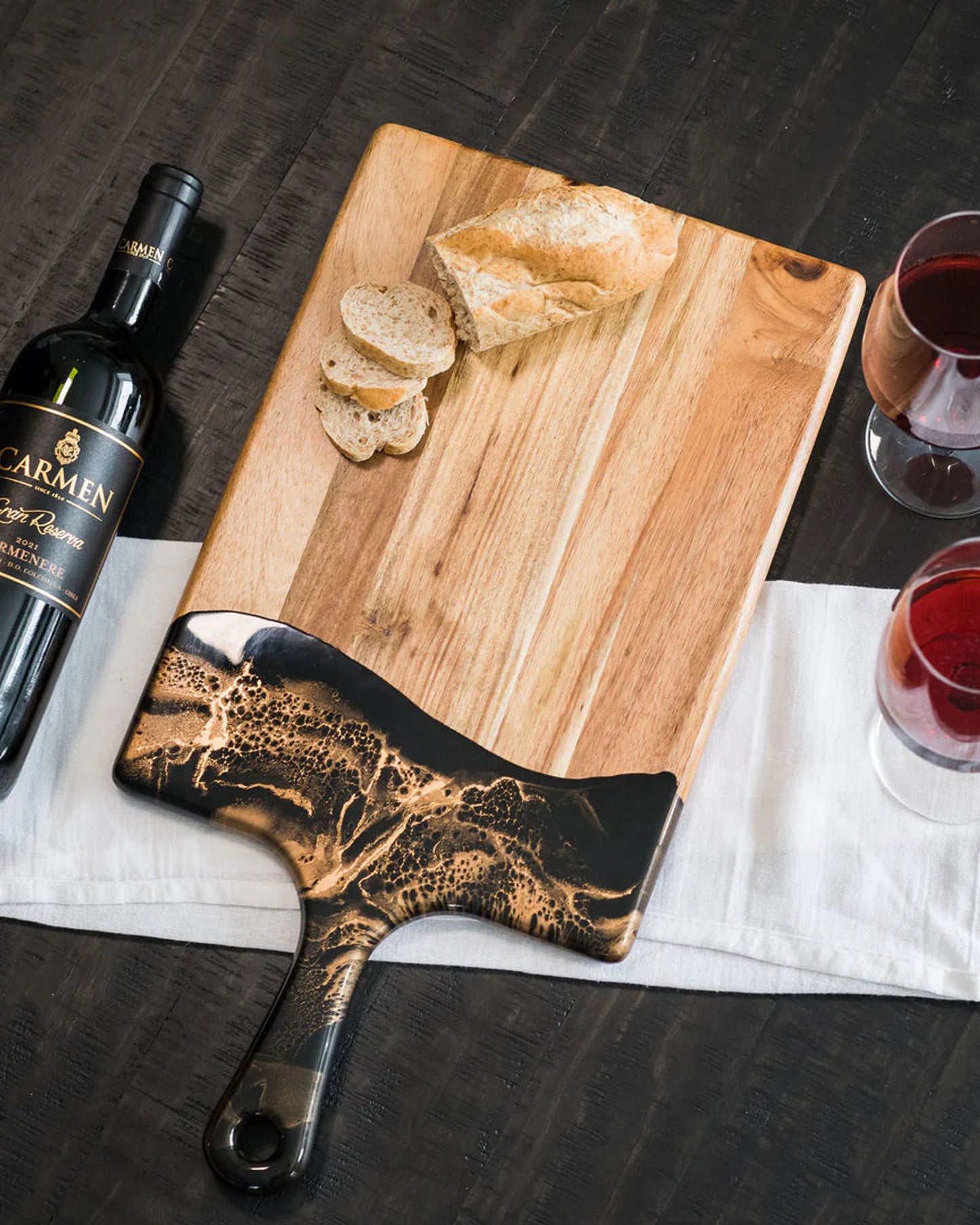 Lynn & Liana Acacia 10X20 Large Cheese Board Black Ember