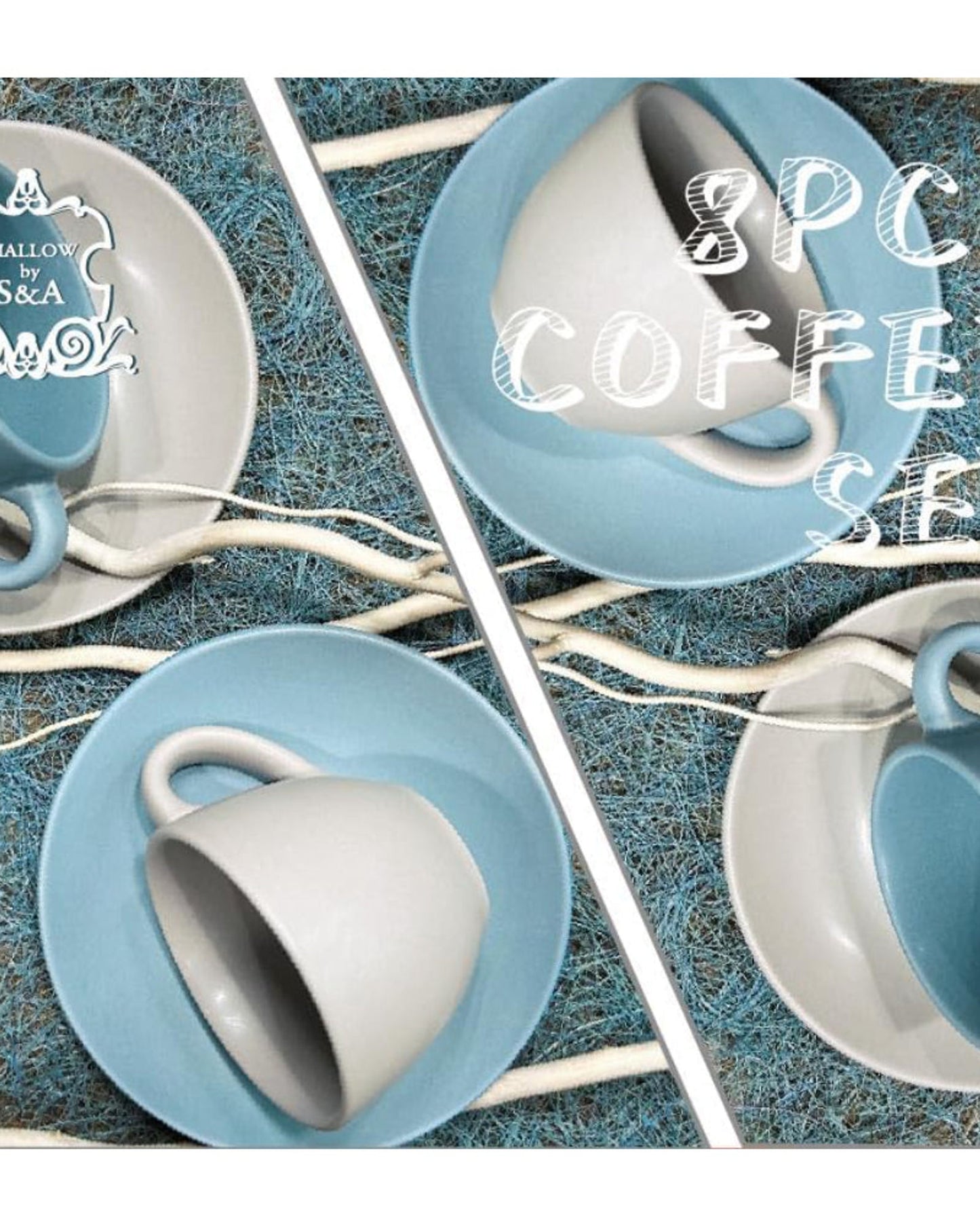 Shallow Jaspe 4-Piece Coffee Cup & Saucer Set 90ml - Sg Glaze | Kitchen Dinnerware, Ceramic, Stoneware